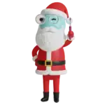 Vainohjaaja joulunäyttelystä, joulupukki moottoripyörällä, jouluiset symbolit, iTapsa logo, joulun juhlatila, lapsiystävällinen.