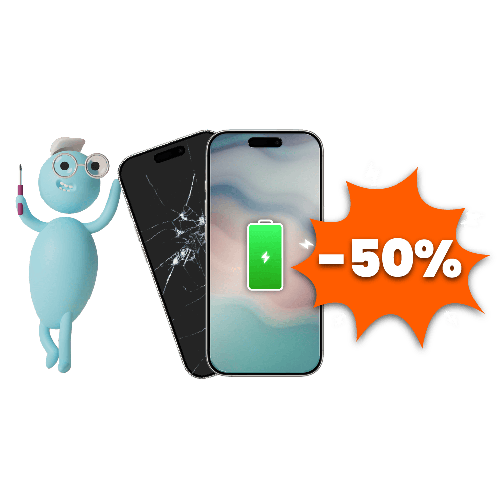 Akunvaihdot puhelimiin näytönvaihdon yhteydessä -50%!
